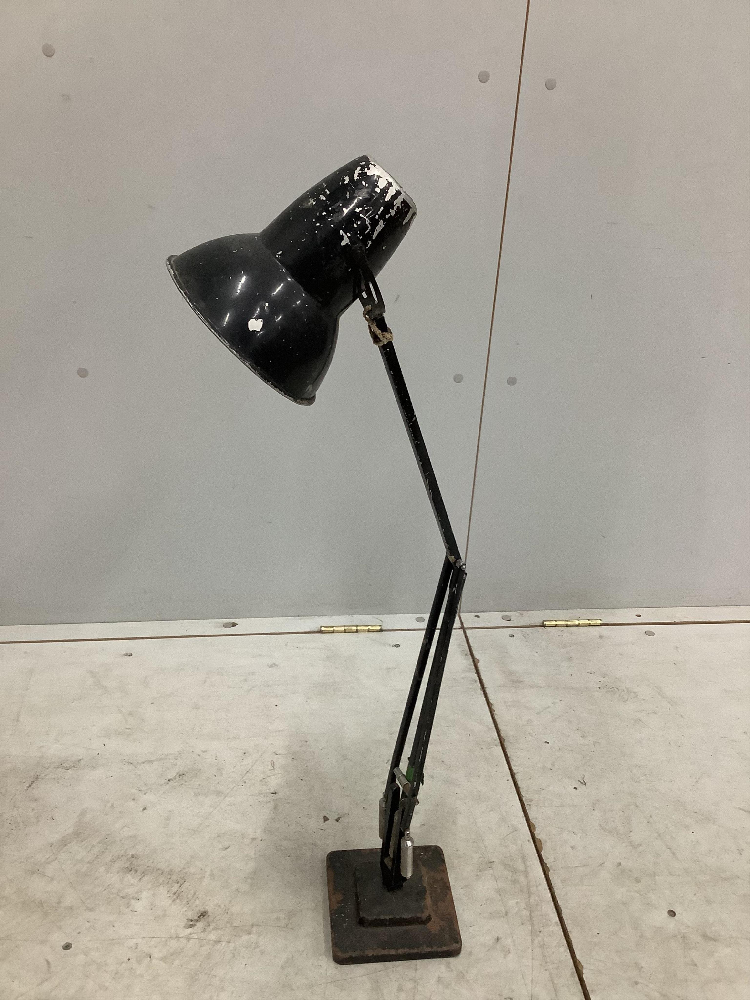 A Contemporary adjustable stool, floor lamp and anglepoise (no fittings). Condition - poor